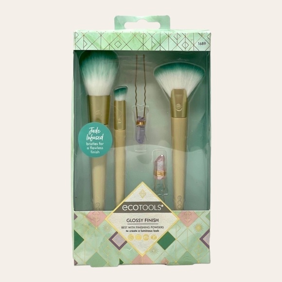 🌺 Ecotools Glossy Finish Jade Infused Brush Kit NEW - Picture 1 of 3